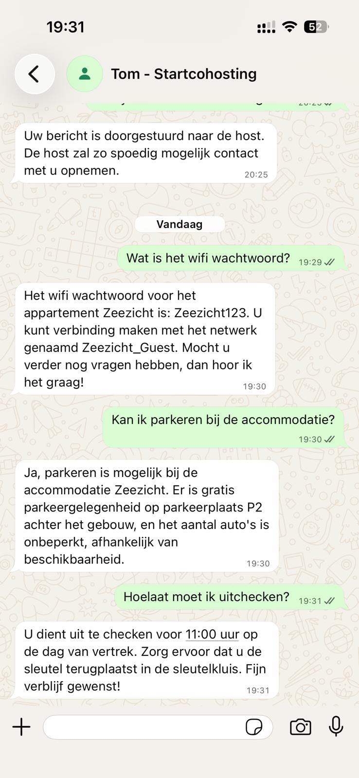 WhatsApp gesprek StartCoHosting